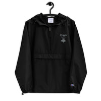 Grey Drip Embroidered Champion Packable Jacket
